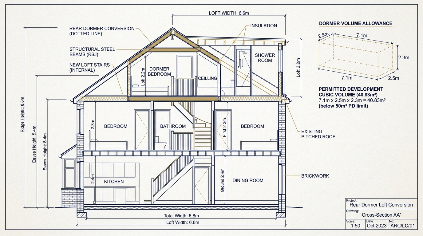 Dormer Loft Conversion Architectural Cross-Section
